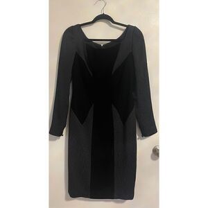 Peggy Jennings vintage Black mixed media Silk midi dress size s